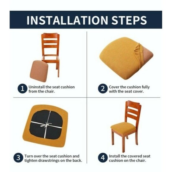 AlGaiety Dining Chair SlipCovers Set of 4 in Gold - Picture 5 of 8